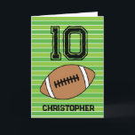 Green Football 10th Birthday Card<br><div class="desc">Personalised football 10th birthday card for son,  grandson,  nephew,  etc. The front features a place for you to personalise with his name. A great football birthday card for football players and football fans.</div>
