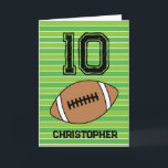 Green Football 10th Birthday Card<br><div class="desc">Personalised football 10th birthday card for son,  grandson,  nephew,  etc. The front features a place for you to personalise with his name. A great football birthday card for football players and football fans.</div>