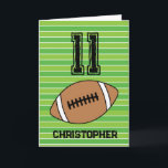 Green Football 11th Birthday Card<br><div class="desc">Personalised football 11th birthday card for son,  grandson,  nephew,  etc. The front features a place for you to personalise with his name. A great football birthday card for football players and football fans.</div>