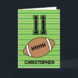 Green Football 11th Birthday Card<br><div class="desc">Personalised football 11th birthday card for son,  grandson,  nephew,  etc. The front features a place for you to personalise with his name. A great football birthday card for football players and football fans.</div>