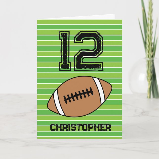 Green Football 12th Birthday Card (Front)