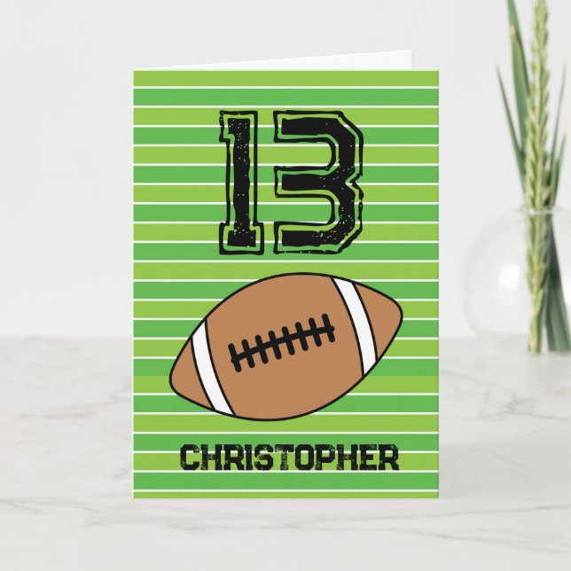 Green Football 13th Birthday Card (Front)