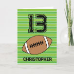 Green Football 13th Birthday Card<br><div class="desc">Personalised football 13th birthday card for son,  grandson,  godson,  etc. The front features a place for you to personalise with his name. A great football birthday card for football players and football fans.</div>