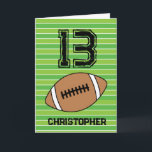 Green Football 13th Birthday Card<br><div class="desc">Personalised football 13th birthday card for son,  grandson,  godson,  etc. The front features a place for you to personalise with his name. A great football birthday card for football players and football fans.</div>