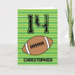 Green Football 14th Birthday Card<br><div class="desc">Personalised football 14th birthday card for son,  grandson,  godson,  etc. The front features a place for you to personalise with his name. A great football birthday card for football players and football fans.</div>