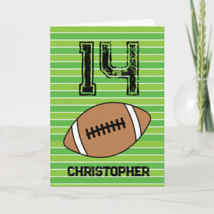Green Football 14th Birthday Card
