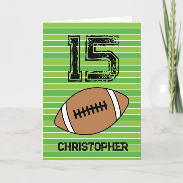 Green Football 15th Birthday Card (Front)