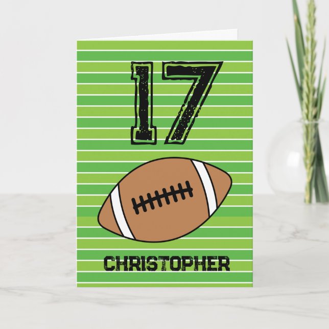 Green Football 17th Birthday Card (Front)