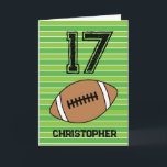 Green Football 17th Birthday Card<br><div class="desc">Personalised football 17th birthday card for son,  grandson,  godson,  etc. The front features a place for you to personalise with his name. A great football birthday card for football players and football fans.</div>