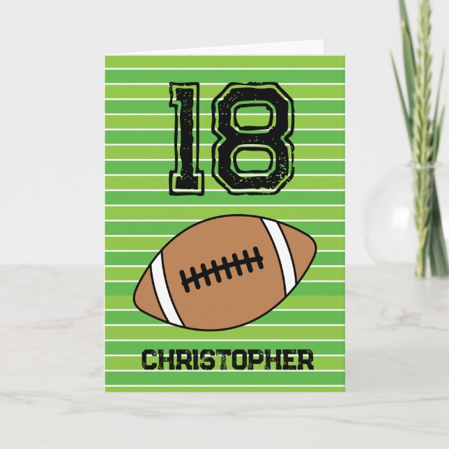 Green Football 18th Birthday Card (Front)