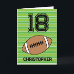 Green Football 18th Birthday Card<br><div class="desc">Personalised football 18th birthday card for son,  grandson,  godson,  etc. The front features a place for you to personalise with his name. A great football birthday card for football players and football fans.</div>