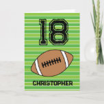 Green Football 18th Birthday Card<br><div class="desc">Personalised football 18th birthday card for son,  grandson,  godson,  etc. The front features a place for you to personalise with his name. A great football birthday card for football players and football fans.</div>