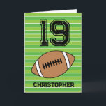 Green Football 19th Birthday Card<br><div class="desc">Personalised football 19th birthday card for son,  grandson,  nephew,  etc. The front features a place for you to personalise with his name. A great football birthday card for football players and football fans.</div>
