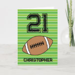 Green Football 21st Birthday Card<br><div class="desc">Personalised football 21st birthday card for son,  grandson,  nephew,  etc. The front features a place for you to personalise with his name. A great football birthday card for football players and football fans.</div>