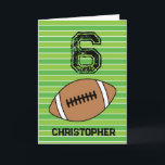 Green Football 6th Birthday Card<br><div class="desc">Personalised football 6th birthday card for son,  grandson,  nephew,  etc. The front features a place for you to personalise with his name. A great football birthday card for football players and football fans.</div>