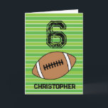 Green Football 6th Birthday Card<br><div class="desc">Personalised football 6th birthday card for son,  grandson,  nephew,  etc. The front features a place for you to personalise with his name. A great football birthday card for football players and football fans.</div>