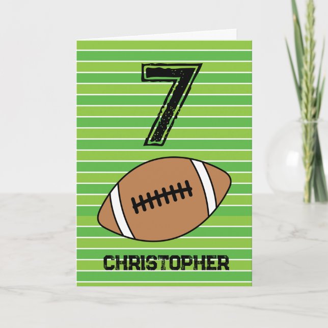 Green Football 7th Birthday Card (Front)