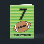 Green Football 7th Birthday Card<br><div class="desc">Personalised football 7th birthday card for son,  grandson,  nephew,  etc. The front features a place for you to personalise with his name. A great football birthday card for football players and football fans.</div>
