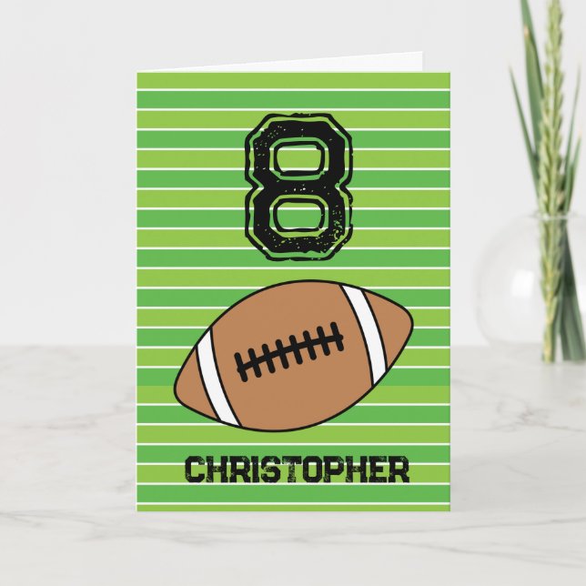 Green Football 8th Birthday Card (Front)