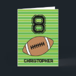 Green Football 8th Birthday Card<br><div class="desc">Personalised football 8th birthday card for son,  grandson,  nephew,  etc. The front features a place for you to personalise with his name. A great football birthday card for football players and football fans.</div>
