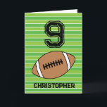 Green Football 9th Birthday Card<br><div class="desc">Personalised football 9th birthday card for son,  grandson,  nephew,  etc. The front features a place for you to personalise with his name. A great football birthday card for football players and football fans.</div>