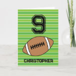 Green Football 9th Birthday Card<br><div class="desc">Personalised football 9th birthday card for son,  grandson,  nephew,  etc. The front features a place for you to personalise with his name. A great football birthday card for football players and football fans.</div>