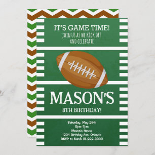 Green Football Birthday Invitation