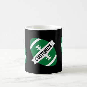 Green Football Coach / Fan Custom Team Name Sports Coffee Mug