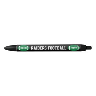 Green Football Custom Team Name or Text Coach's Black Ink Pen