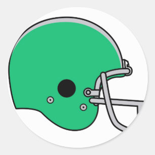 Green football helmet classic round sticker