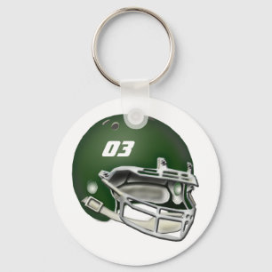 Green Football Helmet Key Ring