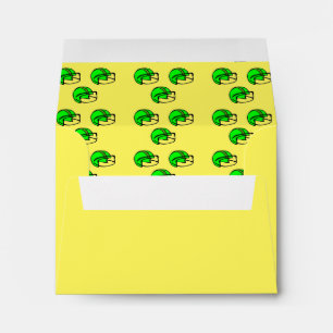 Green football helmet yellow envelope