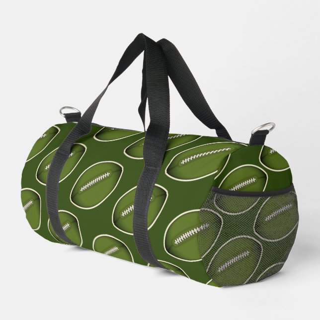 Green Football Pattern Screwball Graphics Duffle Bag (Right Corner)