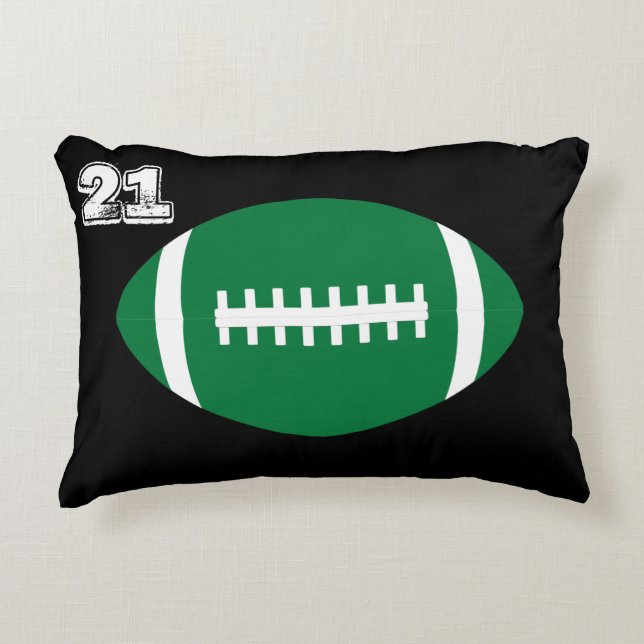 Green Football Player Custom Jersey Number Pillow (Front)