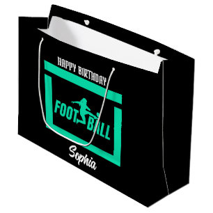 Green Football Player Girl, Birthday Girl Team  Large Gift Bag