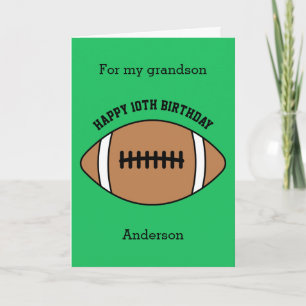 Green Football Sport 10th Birthday Card
