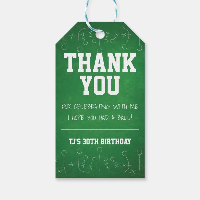 Green Football Sports Birthday Party Favour Tag (Front)