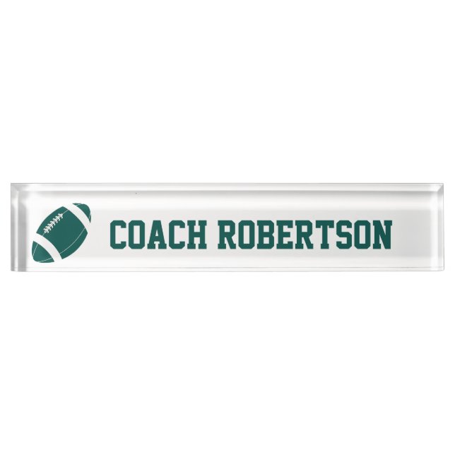 Green Football Themed Personalised Nameplate (Front)