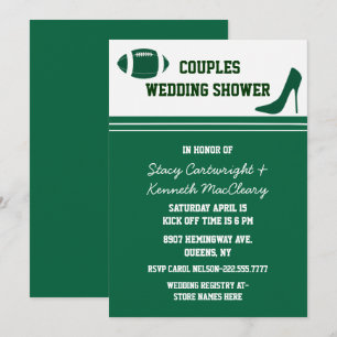 Green Football Themed Wedding Shower Invitation