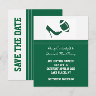 Green Football Wedding Save The Date Announcement