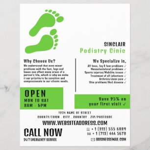 Green Footprints, Podiatry Clinic, Podiatrist Flyer