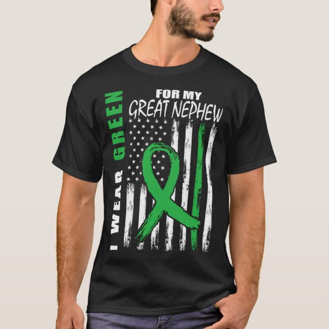 Green For Great Nephew Kidney Disease Awareness Fl T-Shirt (Front)