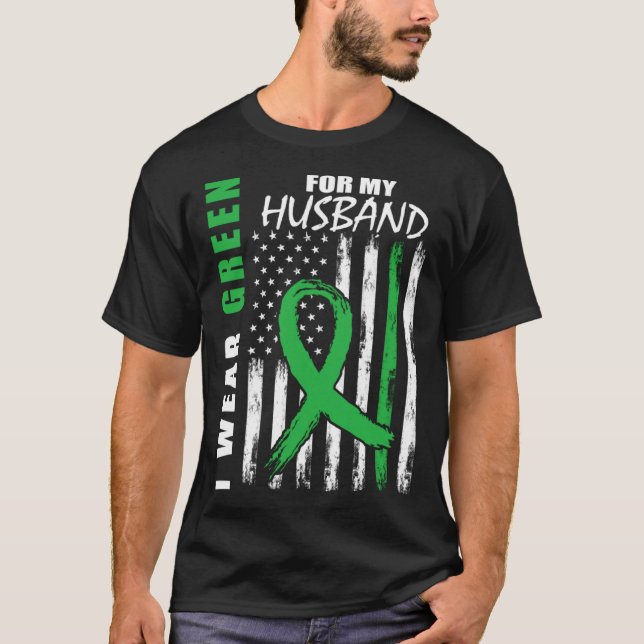 Green For My Husband Kidney Disease Awareness USA  T-Shirt (Front)