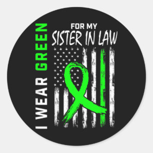 Green For My Sister In Law Kidney Disease Awarenes Classic Round Sticker