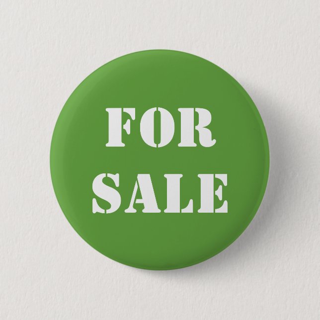 Green FOR SALE Typography 6 Cm Round Badge (Front)