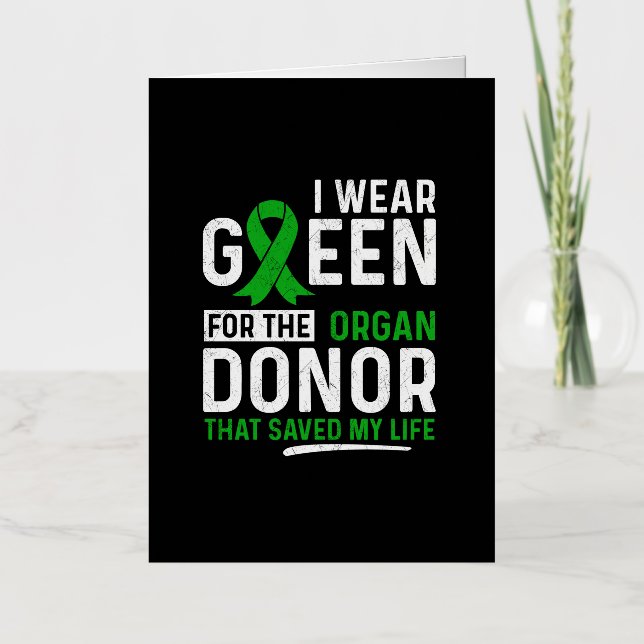 Green For The Organ Donor Transplant Kidney Live Foil Greeting Card (Front)