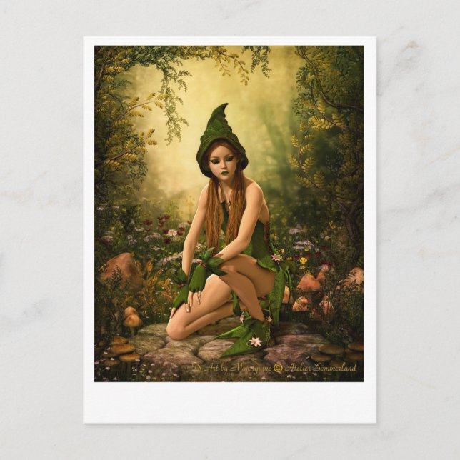Green Forest Elf Postcard (Front)
