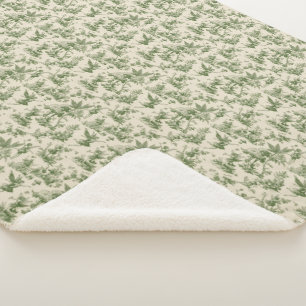 Green Forest fairies Toile de Jouy Pattern Sherpa Blanket