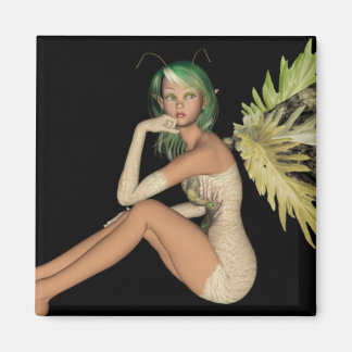 Green Forest Fairy 3D - Sitting Sideways Magnet