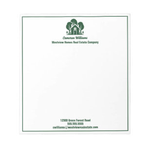 Green Forest House Real Estate Company Custom Notepad